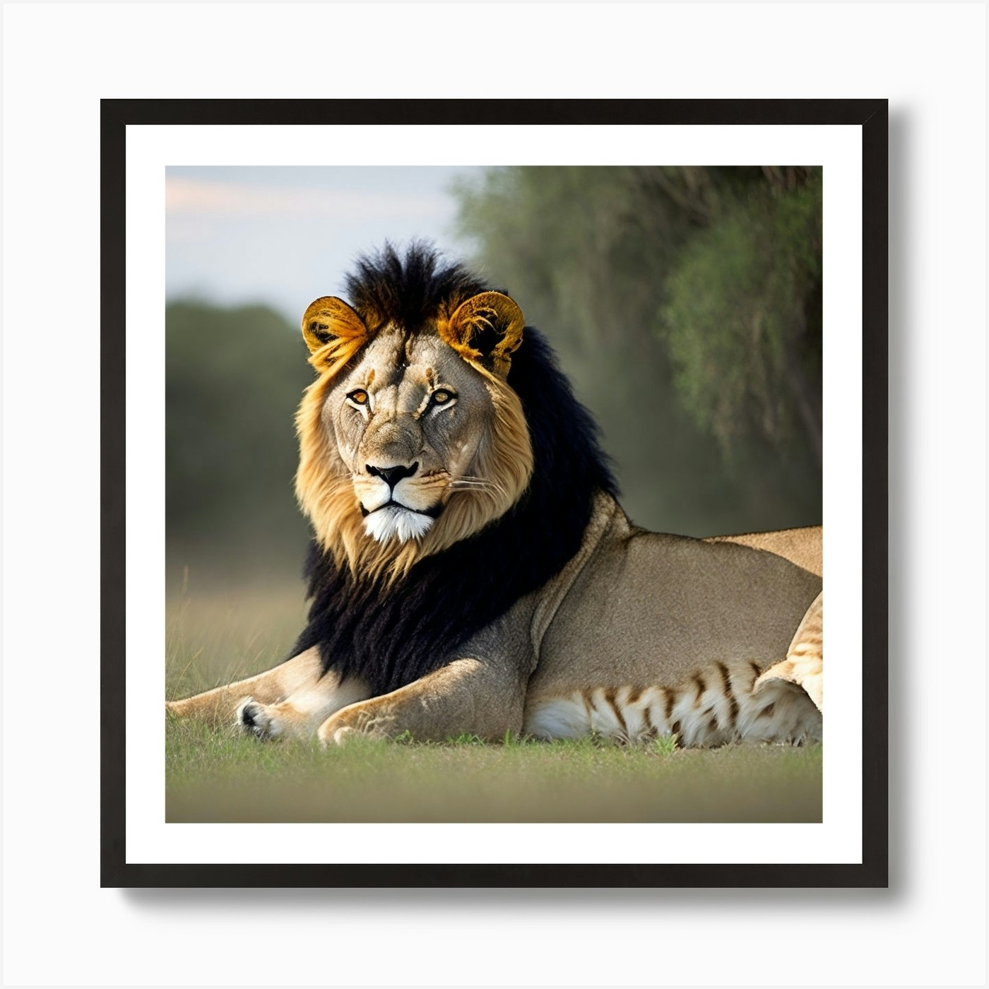 Lion Survey Art Print Framed Wall Art Poster Canvas Print Picture