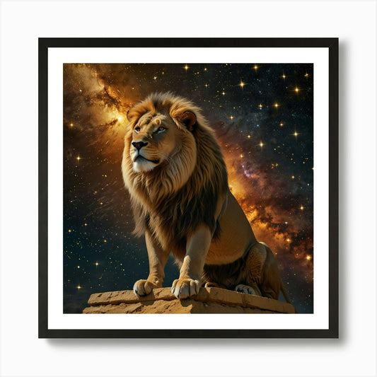 Lion In Space 1 Art Print Framed Wall Art Poster Canvas Print Picture