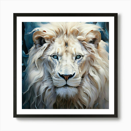 Watercolor White Lion Studio Photog Framed Wall Art Poster Canvas Print Picture