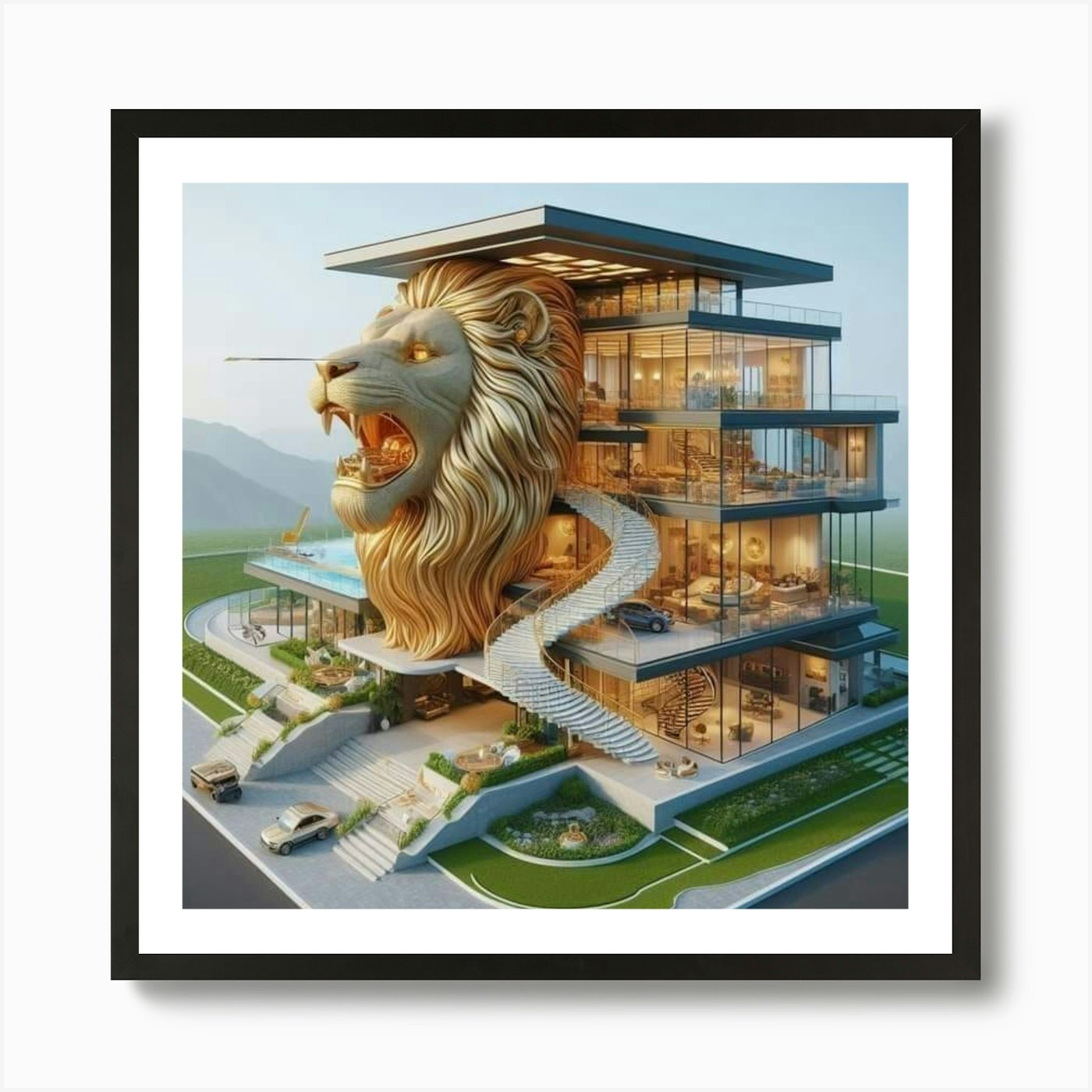 Lion House Art Print Framed Wall Art Poster Canvas Print Picture