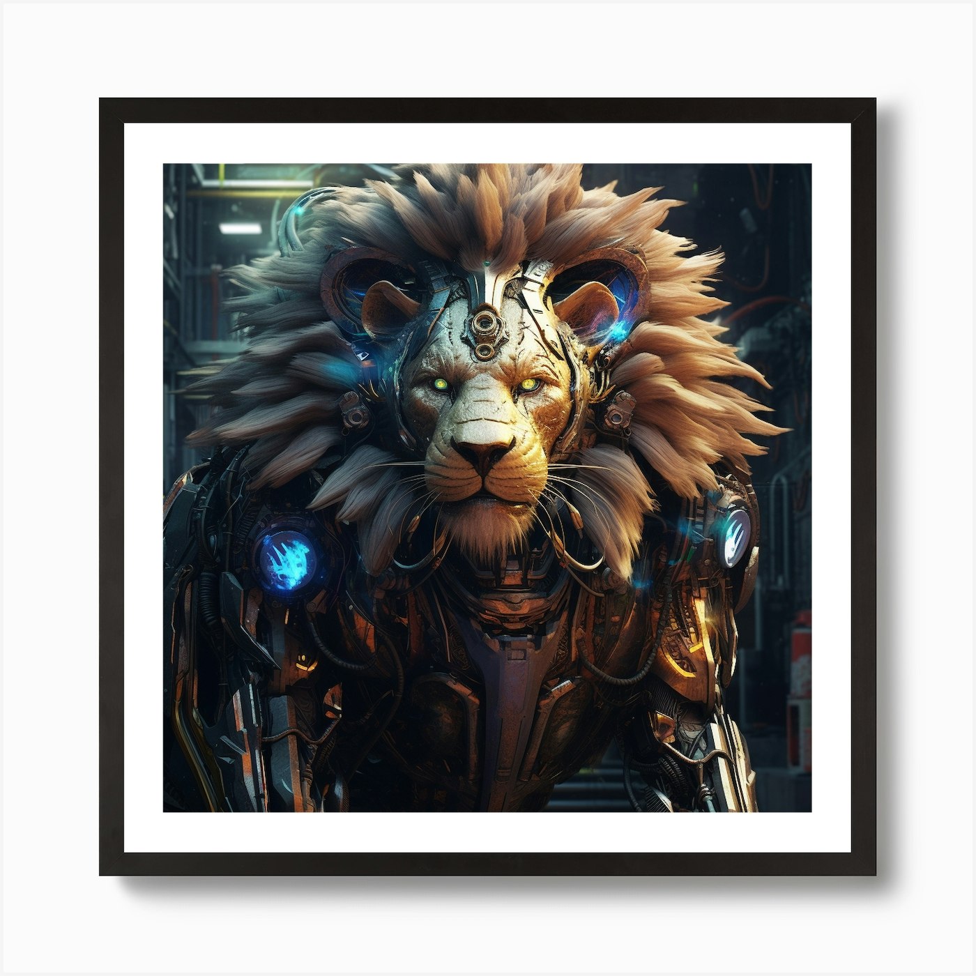 Armadiler Lion Worior Futuristic St Framed Wall Art Poster Canvas Print Picture