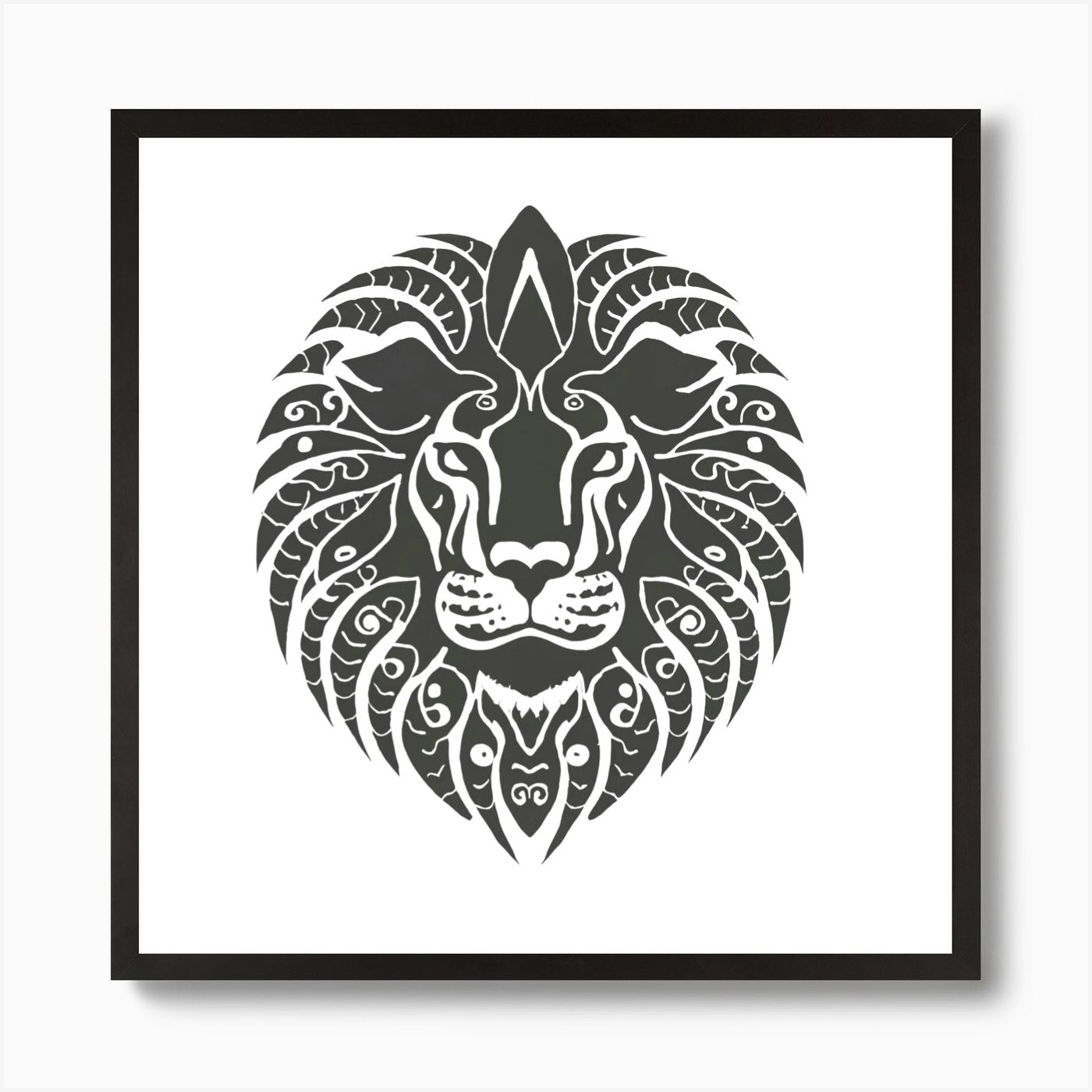 Tribal Lion Head Art Print Framed Wall Art Poster Canvas Print Picture