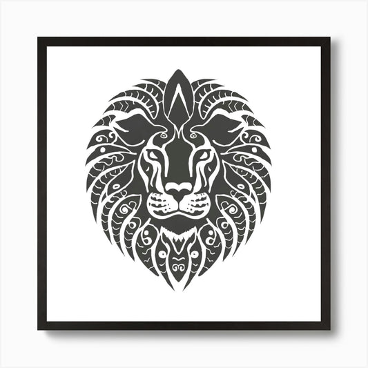 Tribal Lion Head Art Print Framed Wall Art Poster Canvas Print Picture