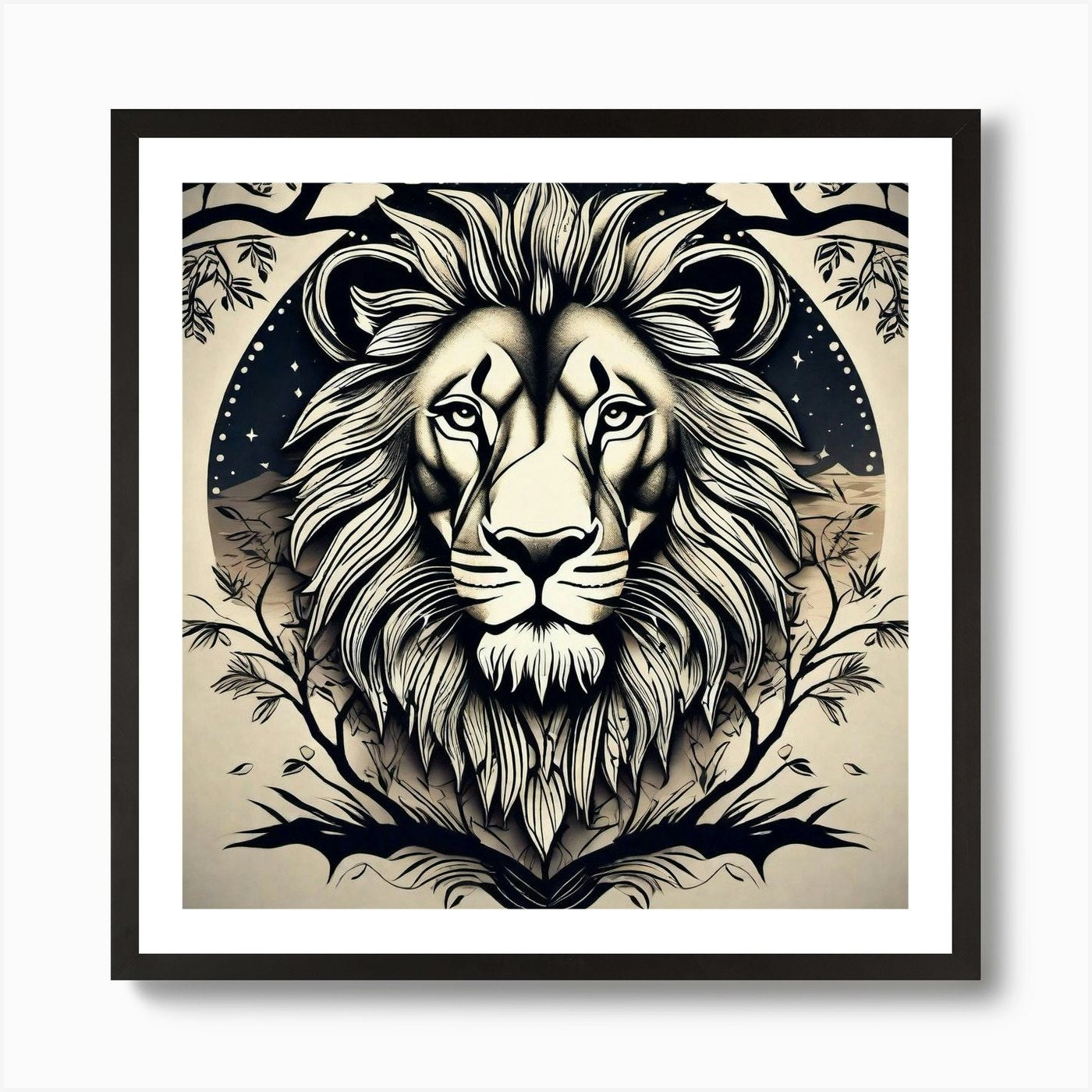 Lion Head 31 Art Print Framed Wall Art Poster Canvas Print Picture