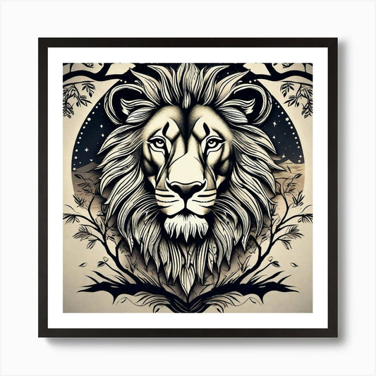 Lion Head 31 Art Print Framed Wall Art Poster Canvas Print Picture