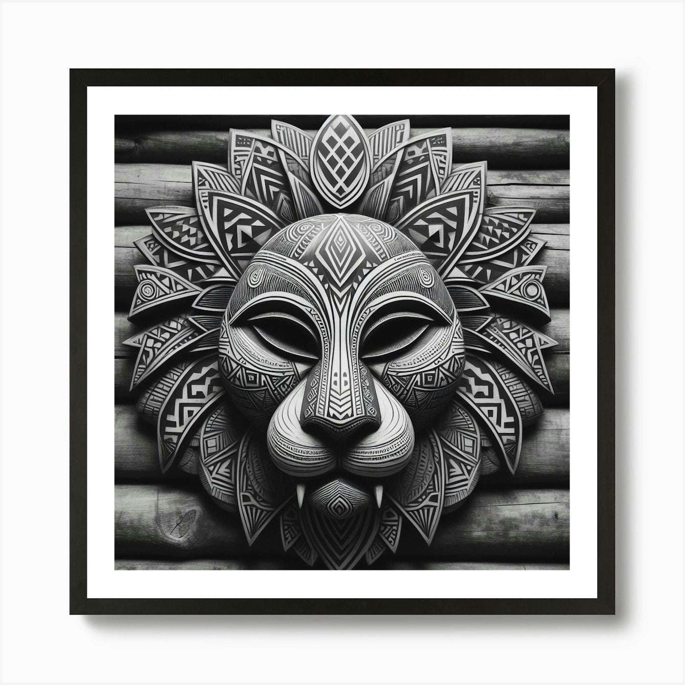 Tribal African Art Lion Art Print Framed Wall Art Poster Canvas Print Picture
