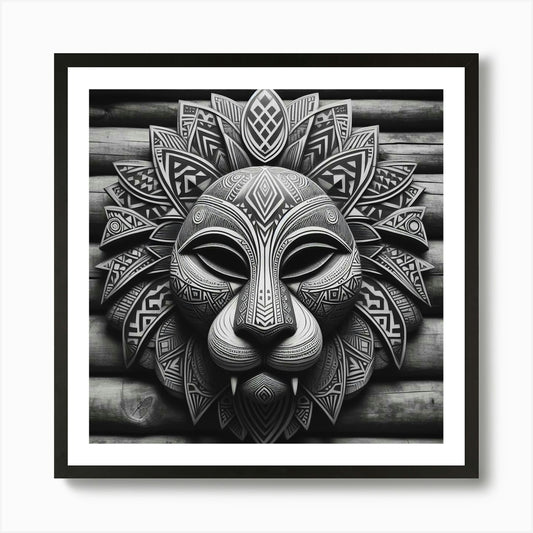 Tribal African Art Lion Art Print Framed Wall Art Poster Canvas Print Picture
