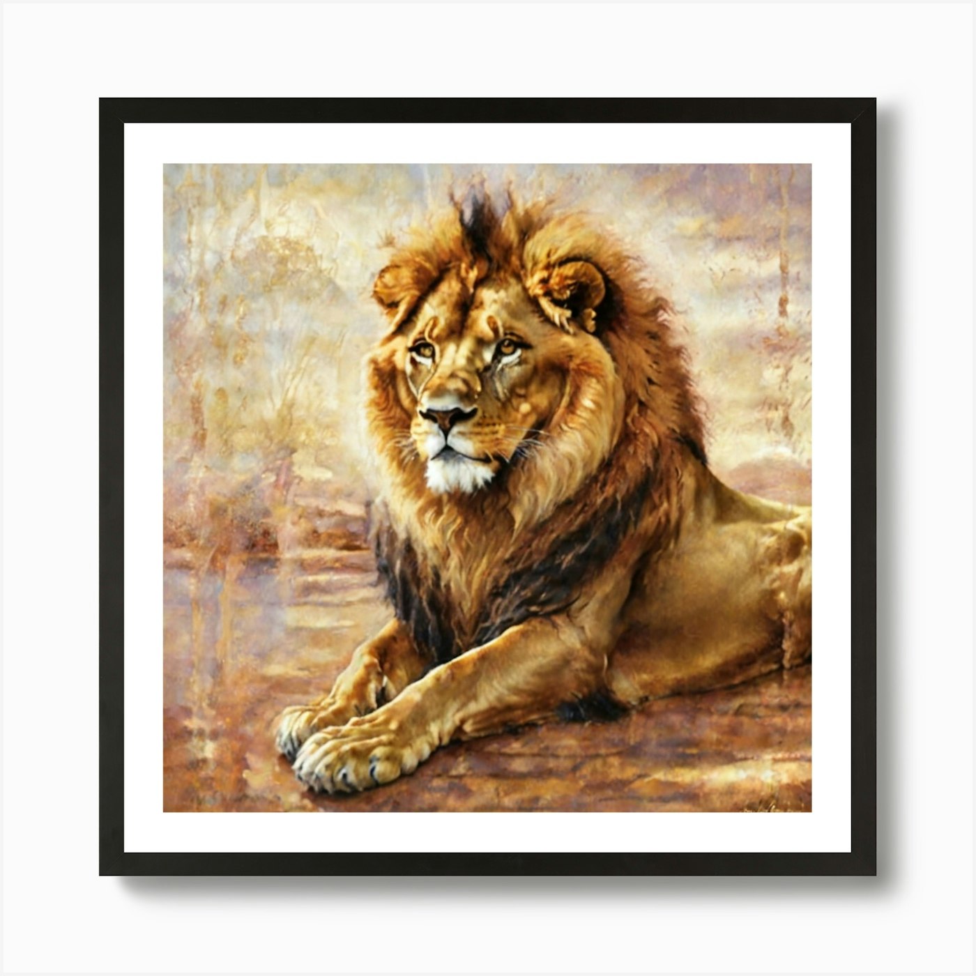 Majestic Lion Art Print Framed Wall Art Poster Canvas Print Picture