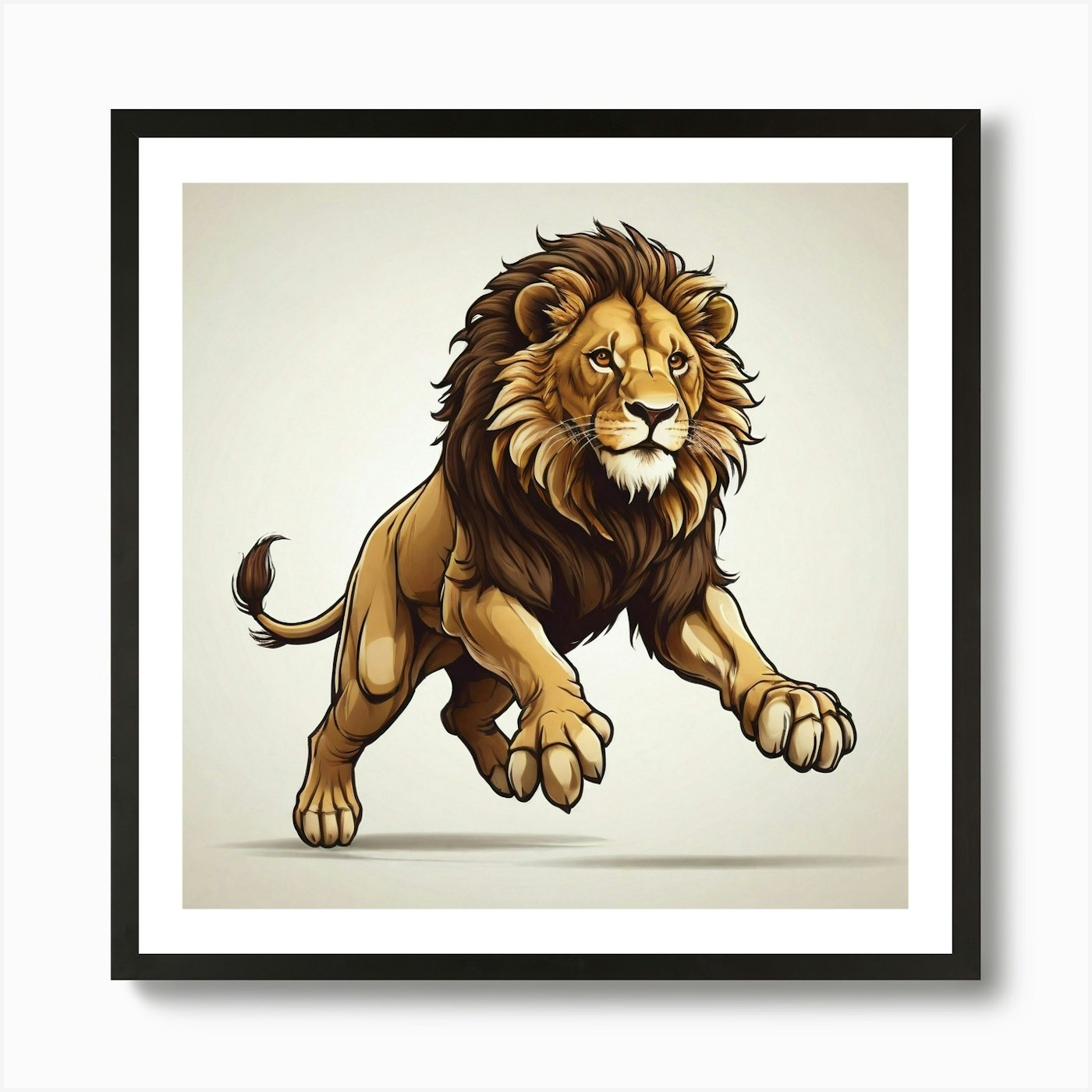 Lion Vector Illustration paint art  Framed Wall Art Poster Canvas Print Picture