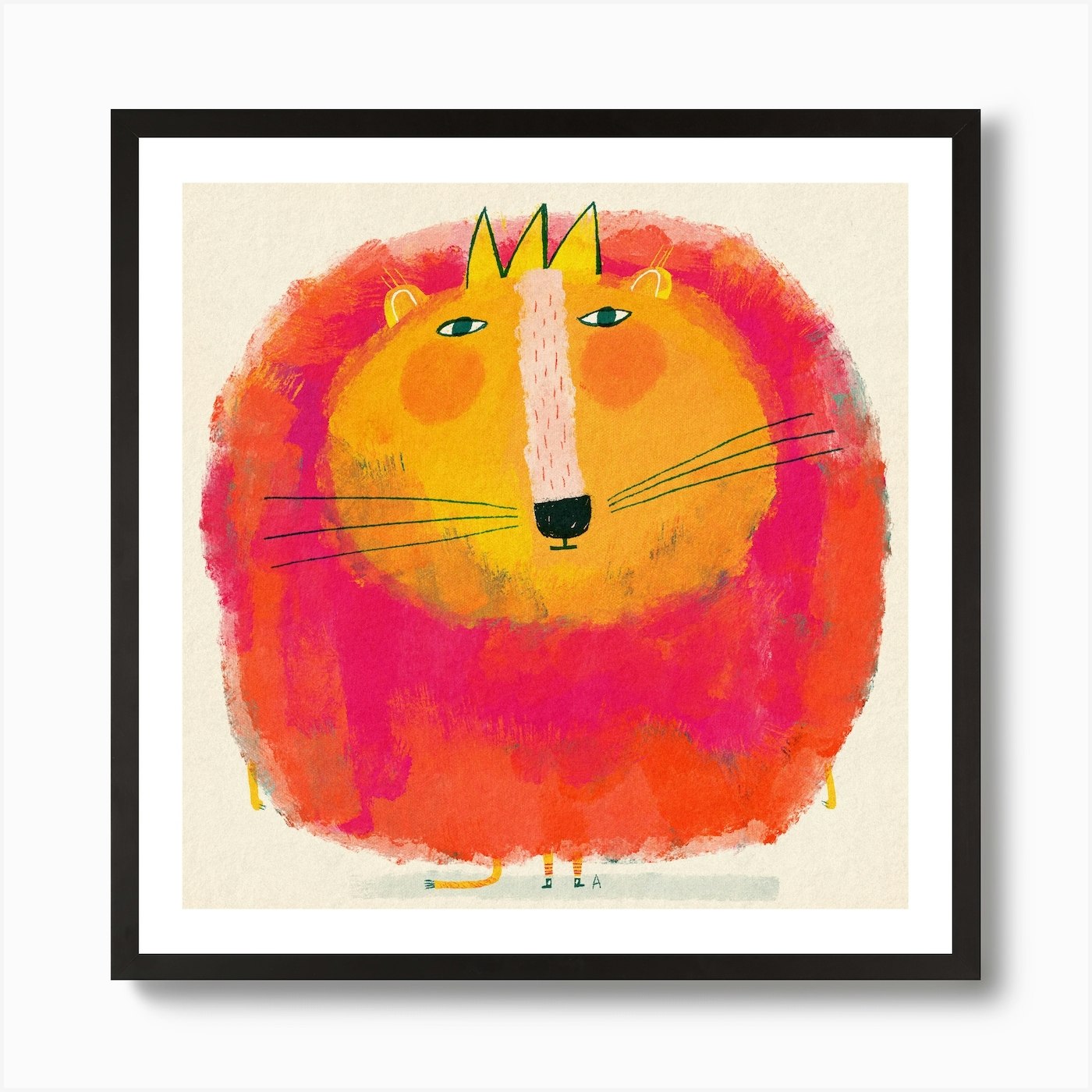 Big Lion With Colourful Mane Square Framed Wall Art Poster Canvas Print Picture