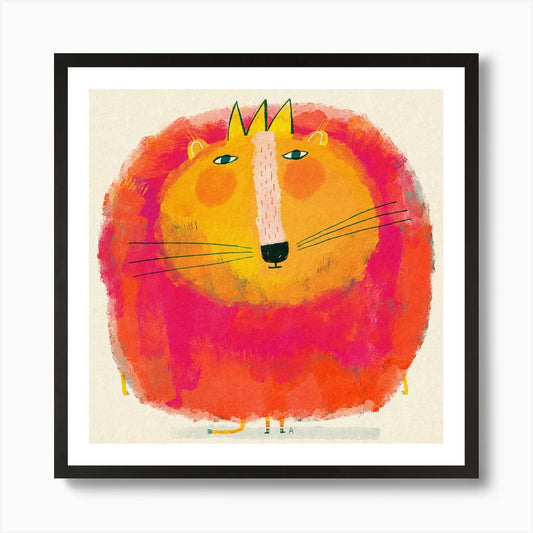Big Lion With Colourful Mane Square Framed Wall Art Poster Canvas Print Picture