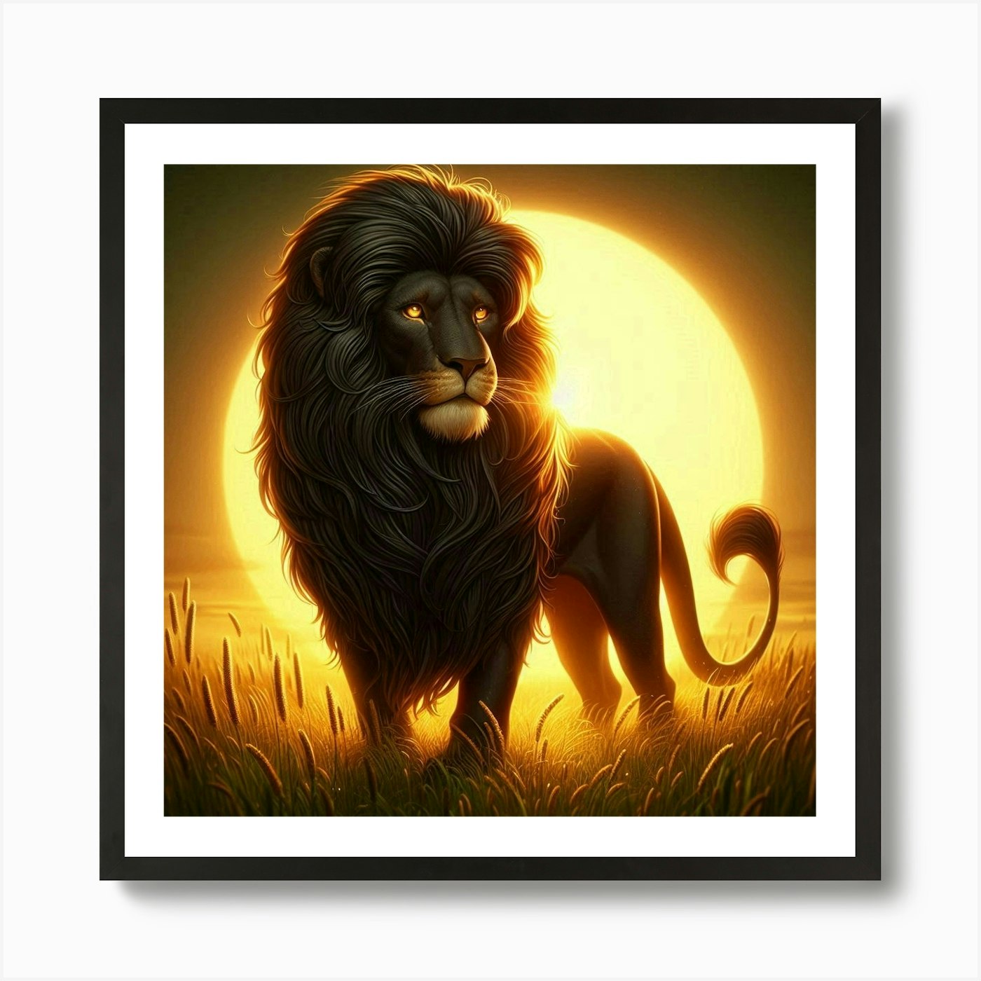 Lion At Sunset 16 Art Print Framed Wall Art Poster Canvas Print Picture