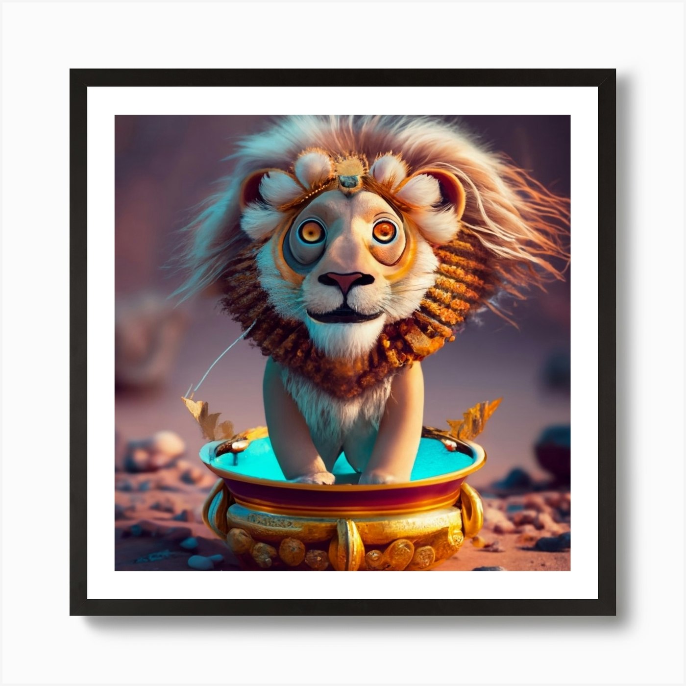 Texte Free Lion Photo Cinematic (1) Framed Wall Art Poster Canvas Print Picture