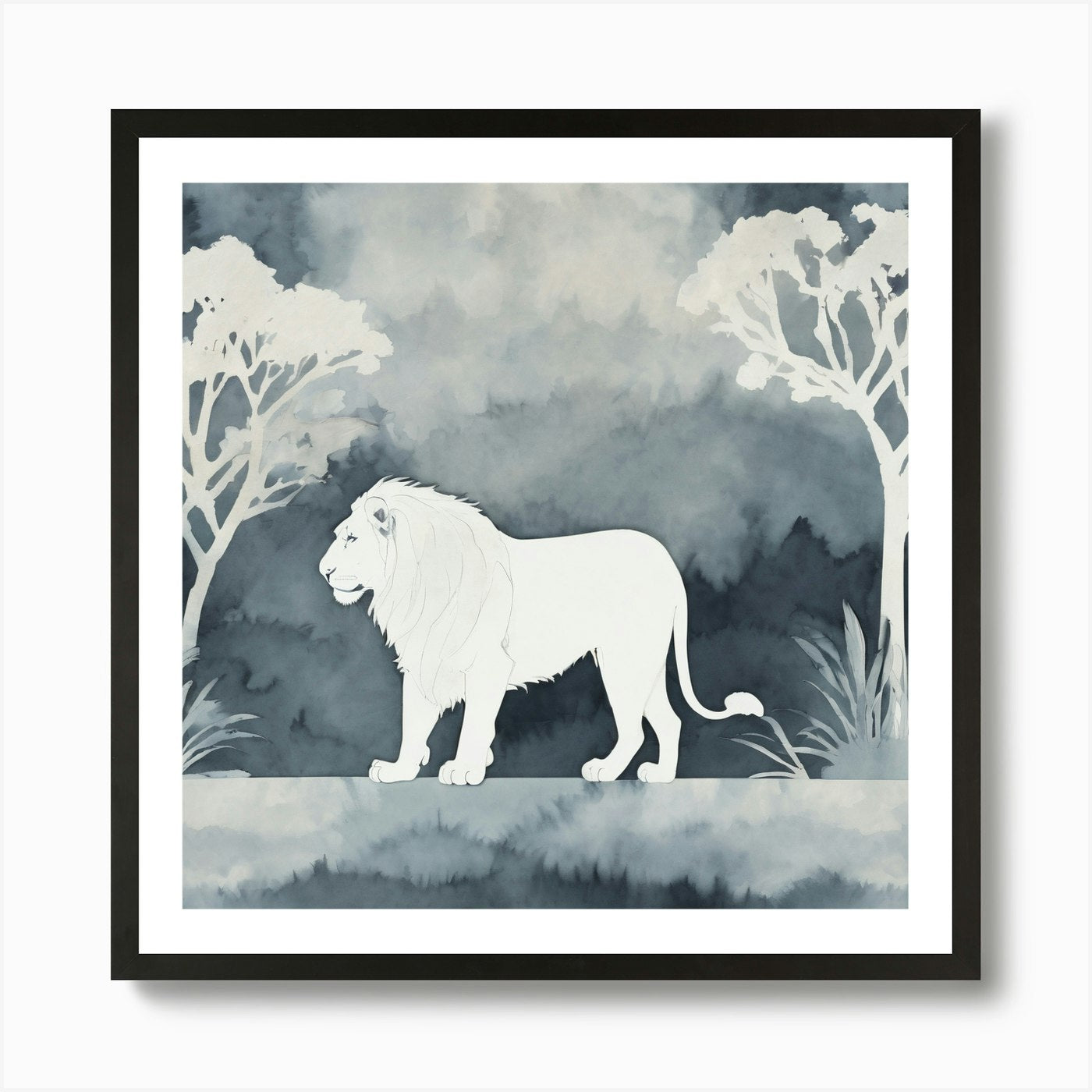 Lion In The Forest 1 Art Print Framed Wall Art Poster Canvas Print Picture