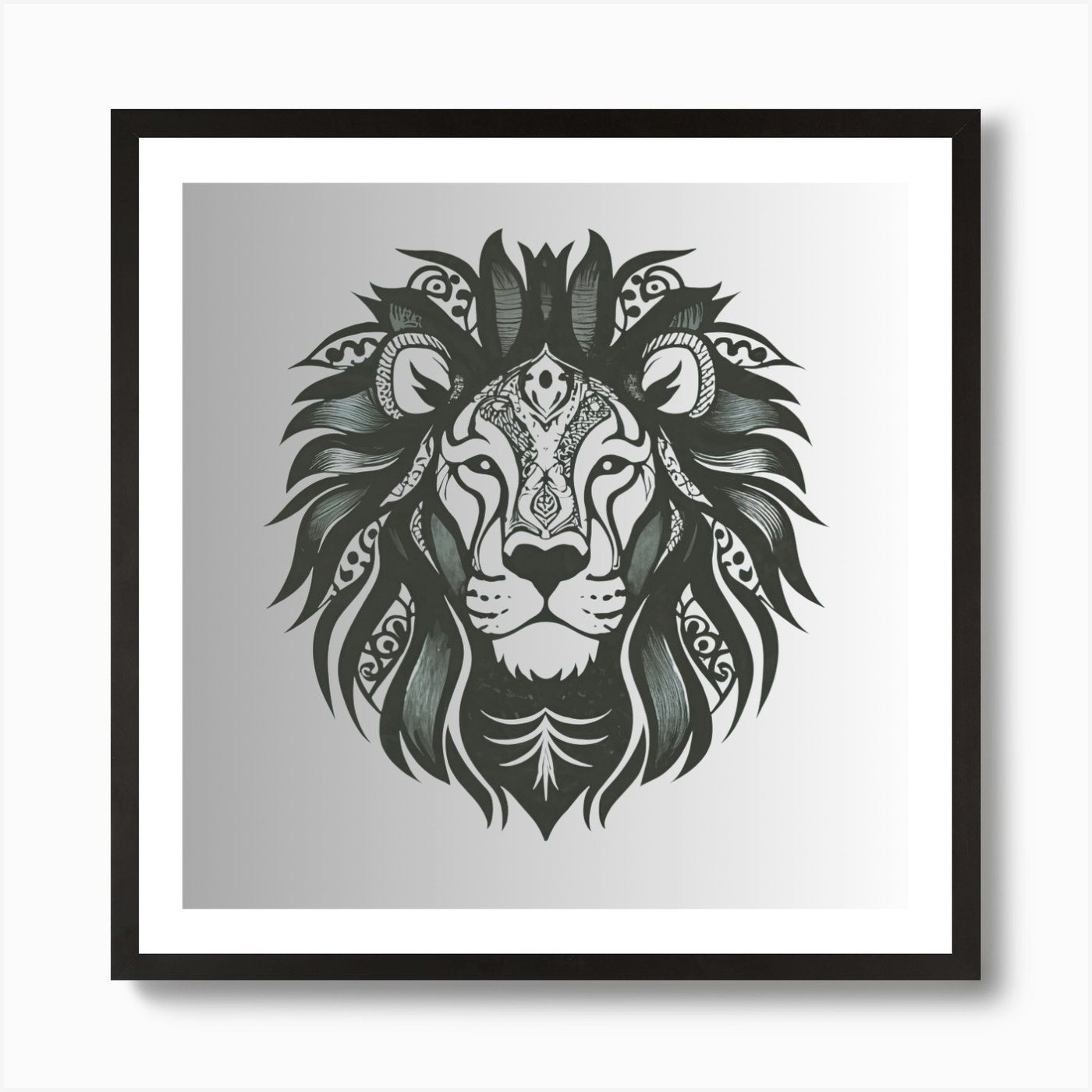 Lion Head 4 Art Print Framed Wall Art Poster Canvas Print Picture