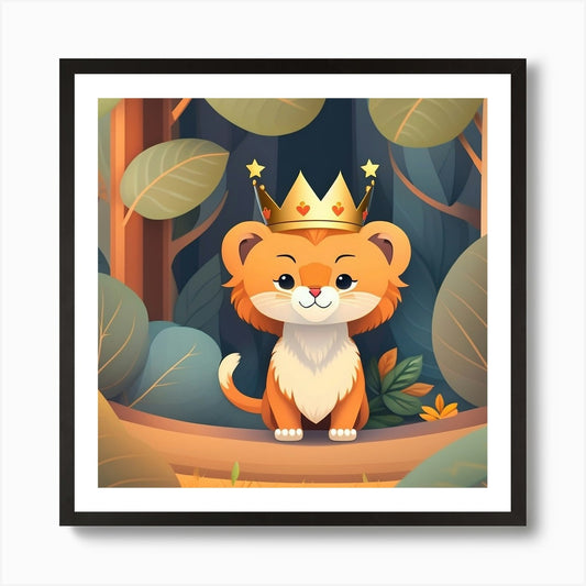The lion in the forest Art Print Framed Wall Art Poster Canvas Print Picture