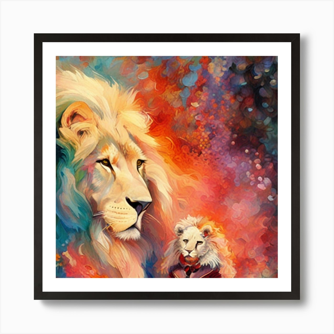 Lion And Lioness Art Print Framed Wall Art Poster Canvas Print Picture
