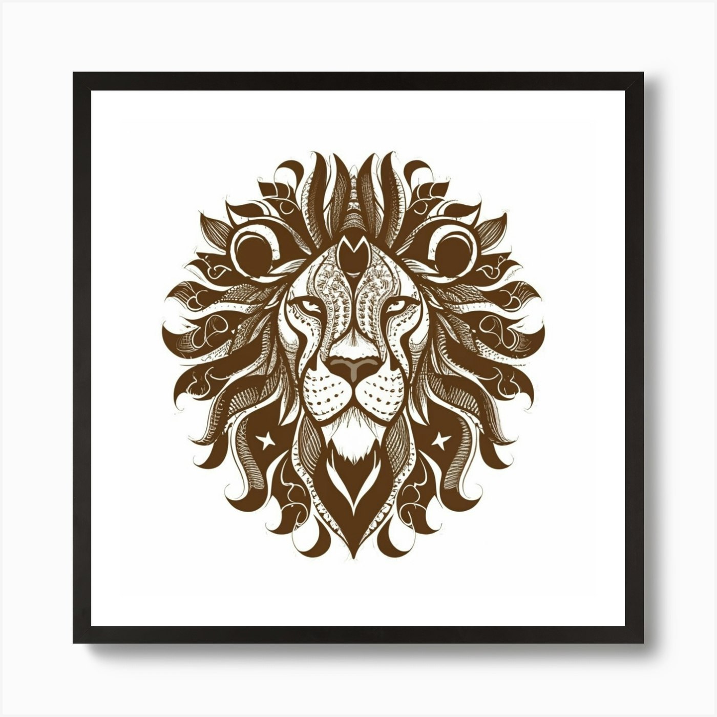 Lion Head 5 Art Print Framed Wall Art Poster Canvas Print Picture