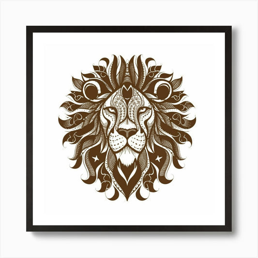 Lion Head 5 Art Print Framed Wall Art Poster Canvas Print Picture