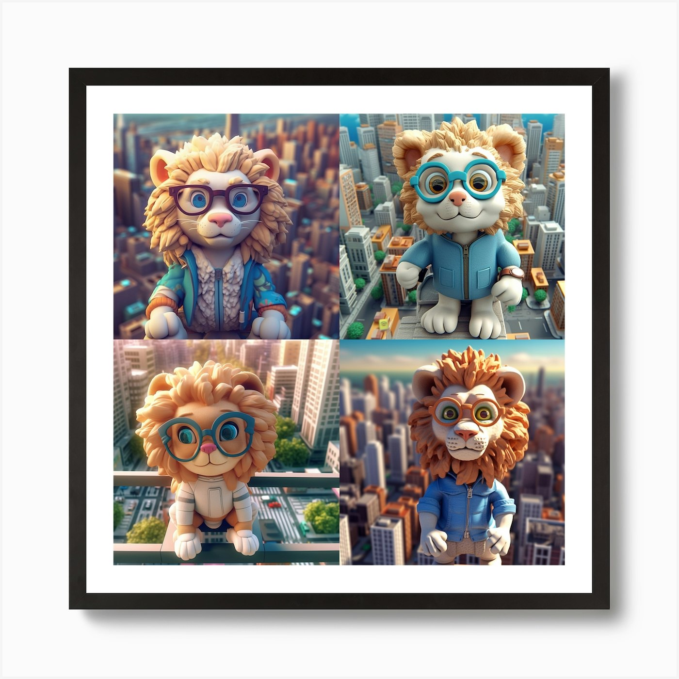 Armadiler City From Above Q3 Lion W Framed Wall Art Poster Canvas Print Picture
