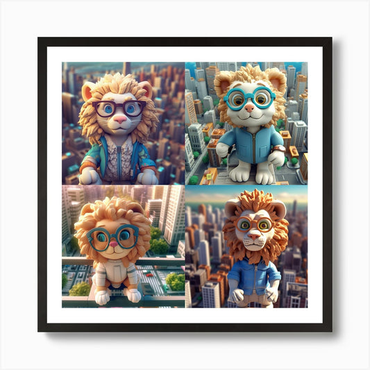 Armadiler City From Above Q3 Lion W Framed Wall Art Poster Canvas Print Picture