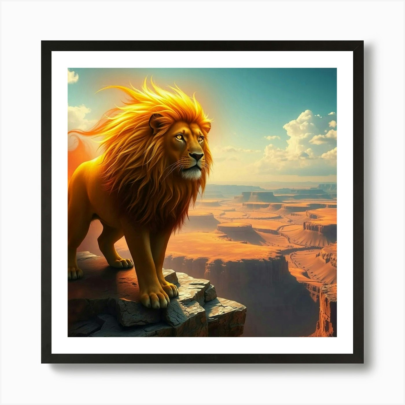 Lion In The Desert 8 Art Print Framed Wall Art Poster Canvas Print Picture