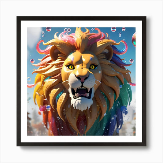 Rainbow Lion 1 Art Print Framed Wall Art Poster Canvas Print Picture