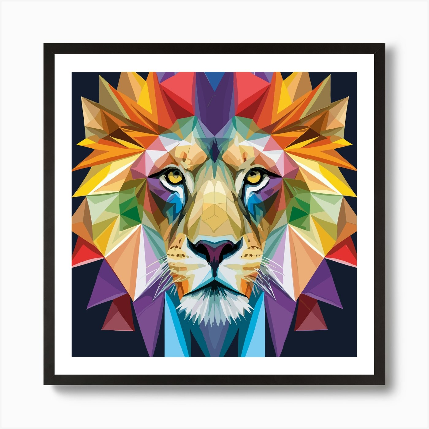 Geometric Lion Head Art Print Framed Wall Art Poster Canvas Print Picture