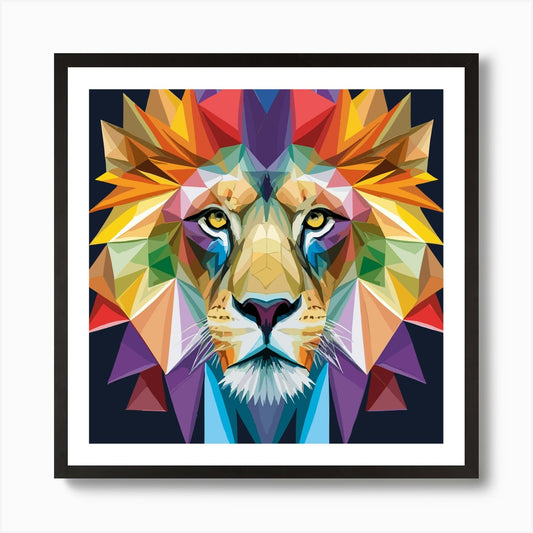Geometric Lion Head Art Print Framed Wall Art Poster Canvas Print Picture