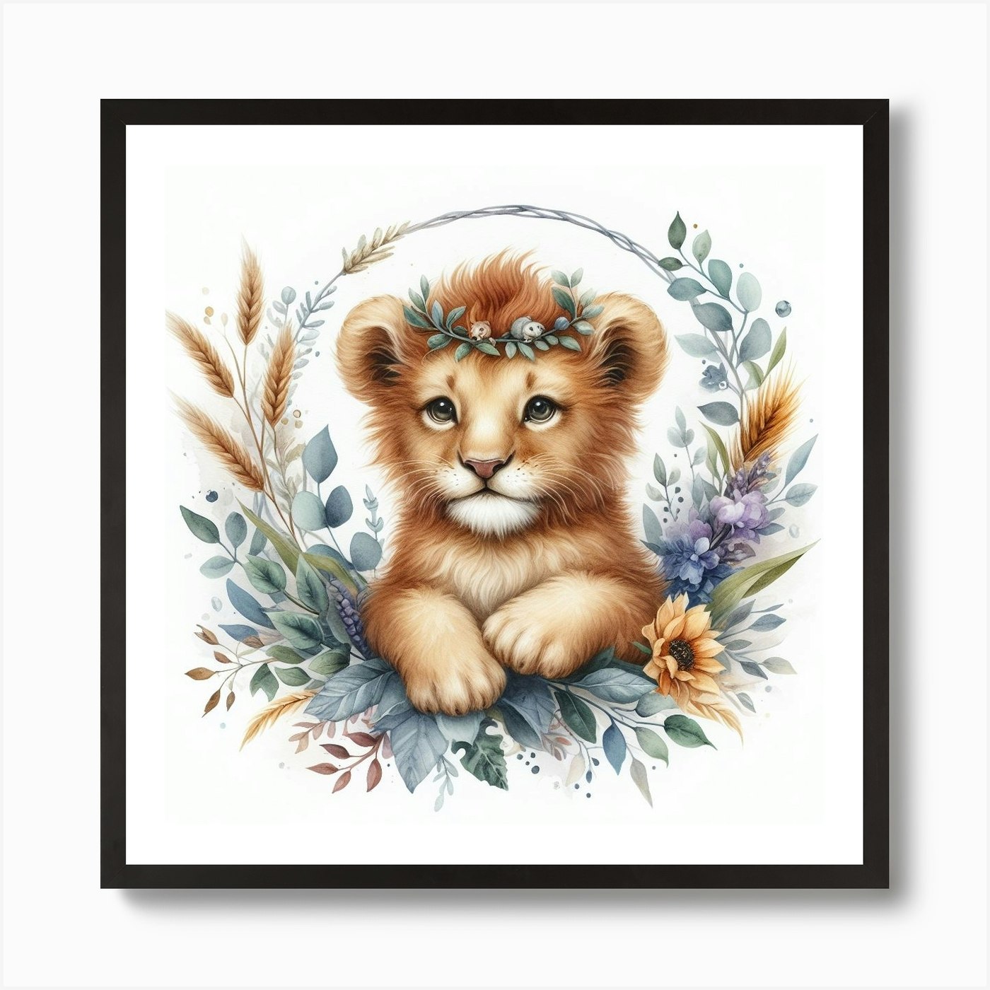 Lion Cub Art Print Framed Wall Art Poster Canvas Print Picture