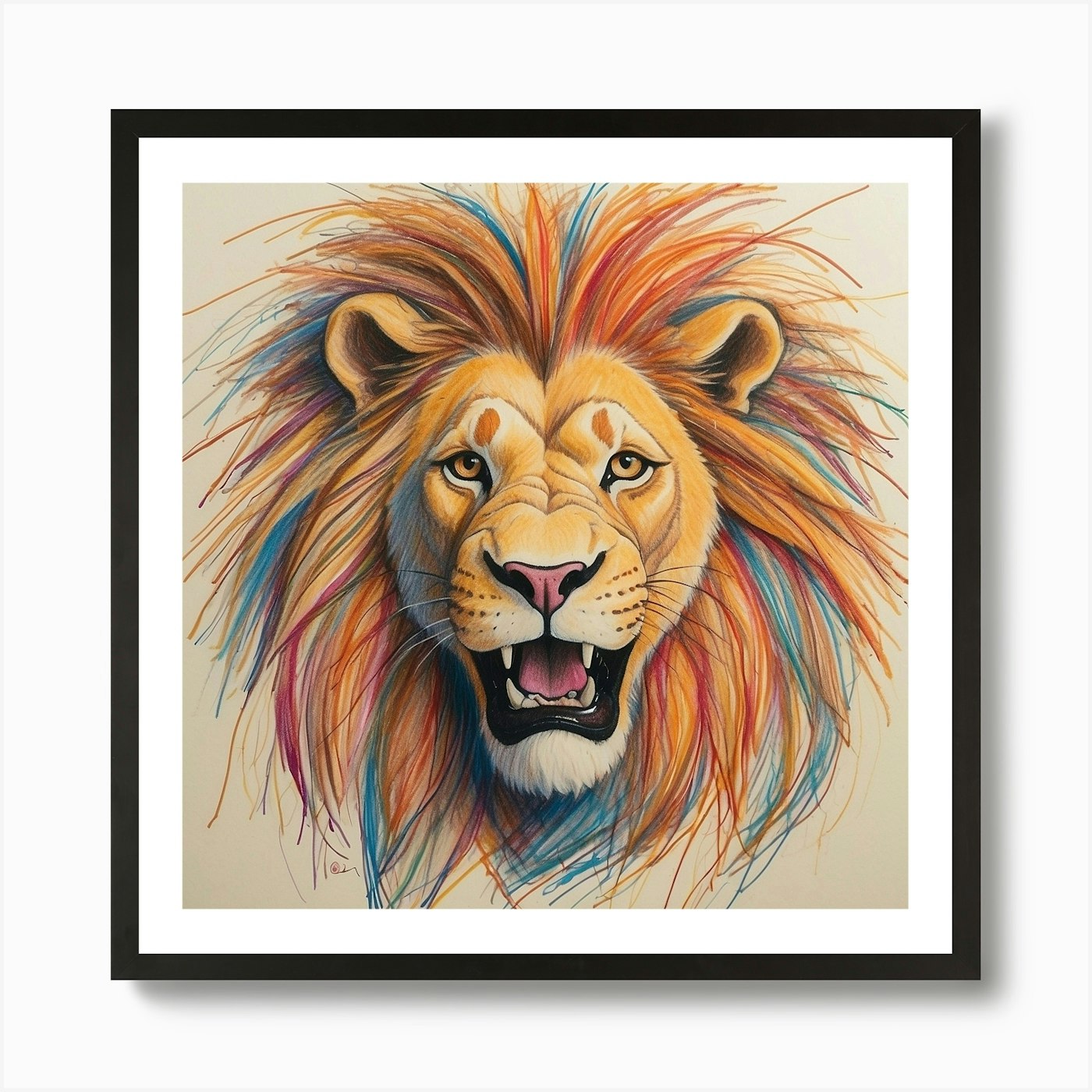 Lion Head 12 Art Print Framed Wall Art Poster Canvas Print Picture