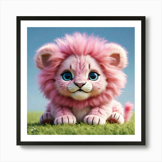 Pink Lion Art Print Framed Wall Art Poster Canvas Print Picture