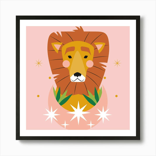 Lion Illustration Art Print Framed Wall Art Poster Canvas Print Picture