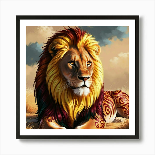 Strong looking lion Art Print Framed Wall Art Poster Canvas Print Picture