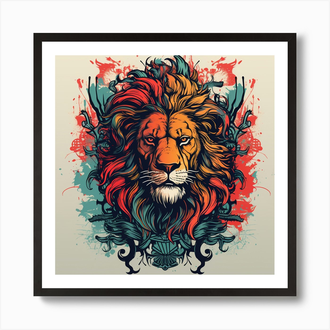 Lion Head 8 Art Print Framed Wall Art Poster Canvas Print Picture