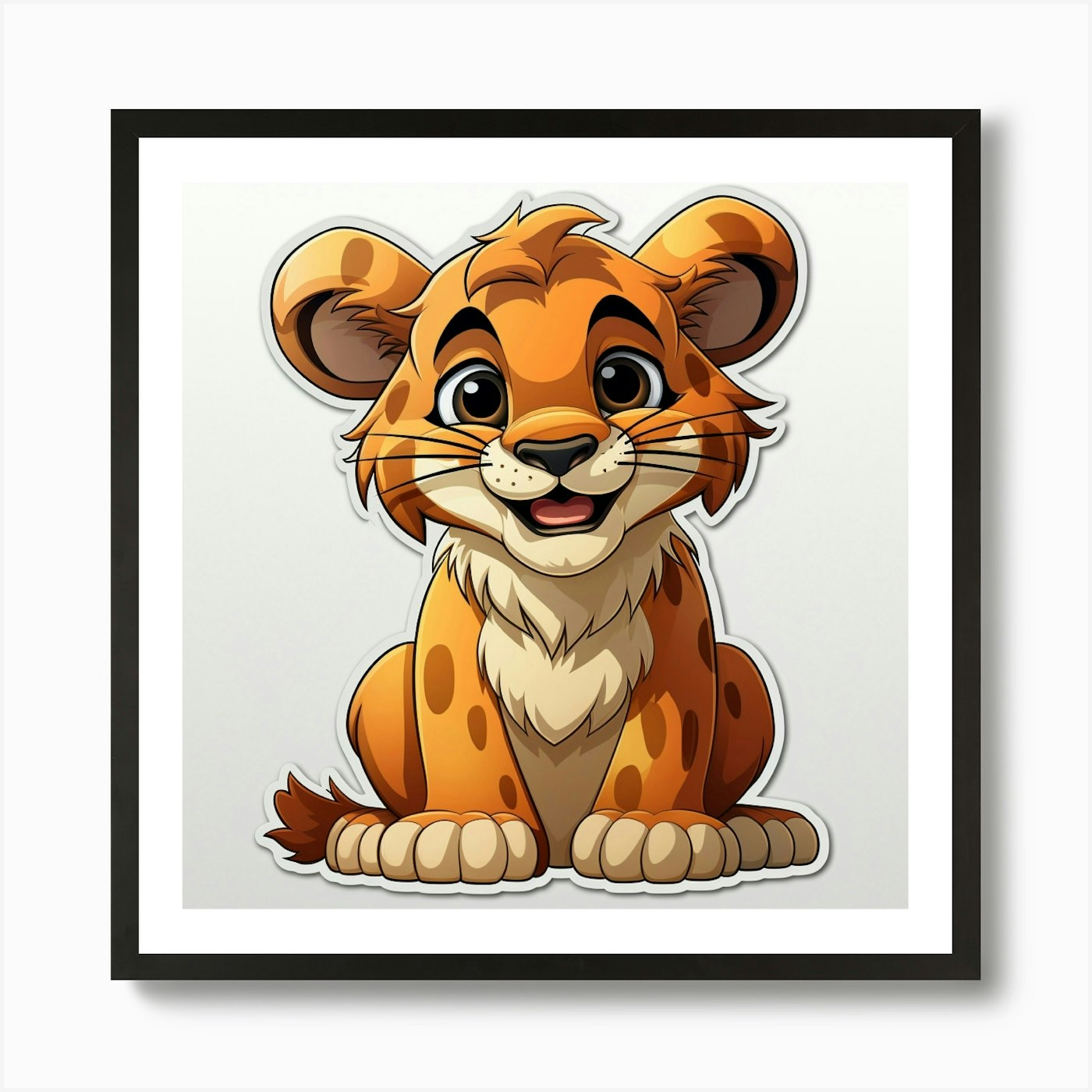 Lion Cub Sticker 1 Art Print Framed Wall Art Poster Canvas Print Picture