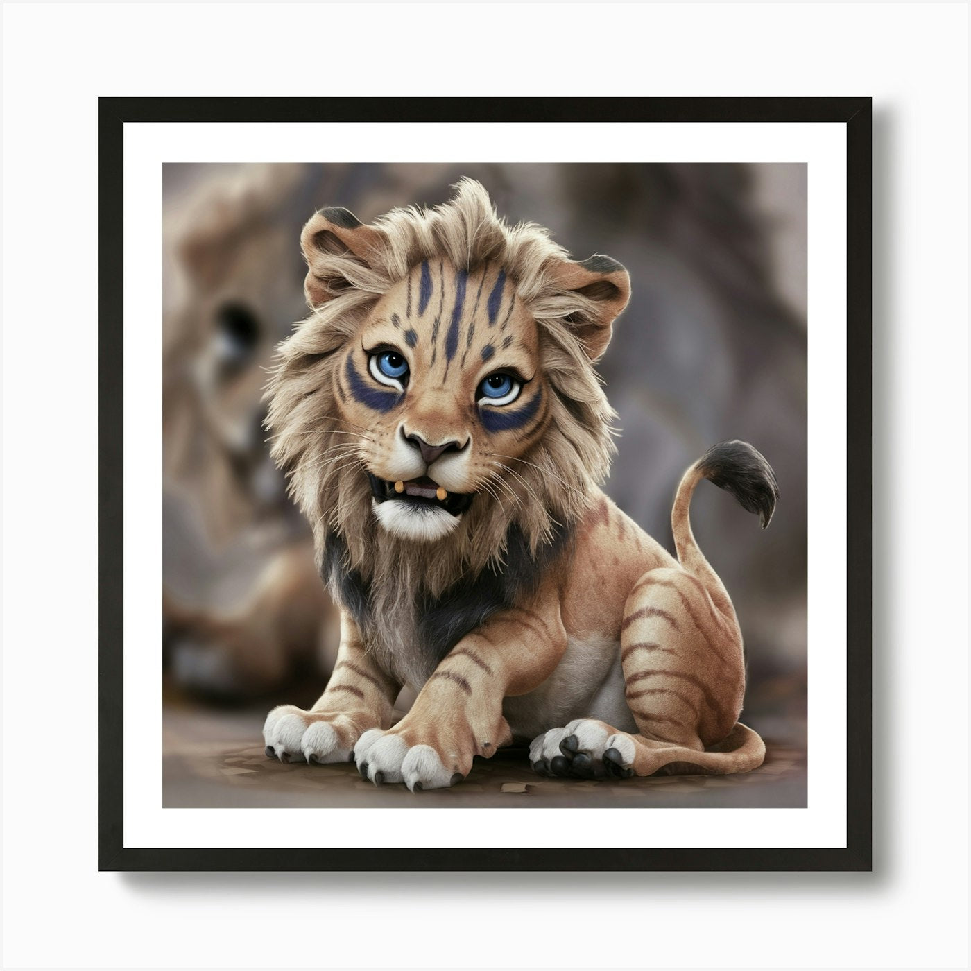 Lion Cub Art Print Framed Wall Art Poster Canvas Print Picture