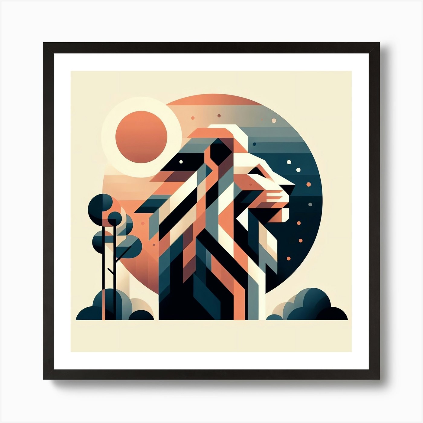 Geometric Lion 1 Art Print Framed Wall Art Poster Canvas Print Picture