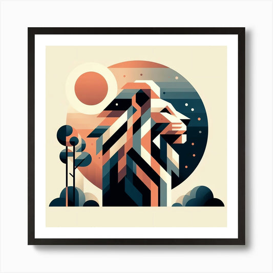 Geometric Lion 1 Art Print Framed Wall Art Poster Canvas Print Picture