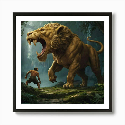 Lion Of The Jungle Art Print Framed Wall Art Poster Canvas Print Picture