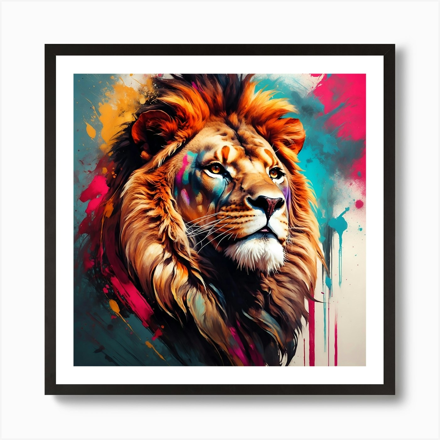 Default High Quality Powerful Lion  Framed Wall Art Poster Canvas Print Picture