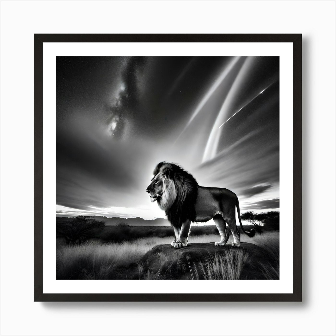 Lion In The Night Sky 1 Art Print Framed Wall Art Poster Canvas Print Picture