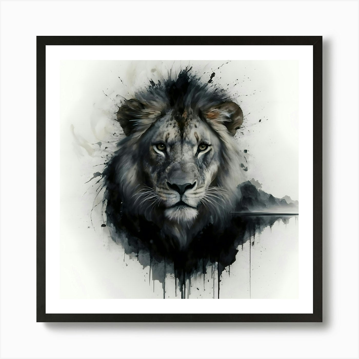 Paint Splat Lion Art Print Framed Wall Art Poster Canvas Print Picture