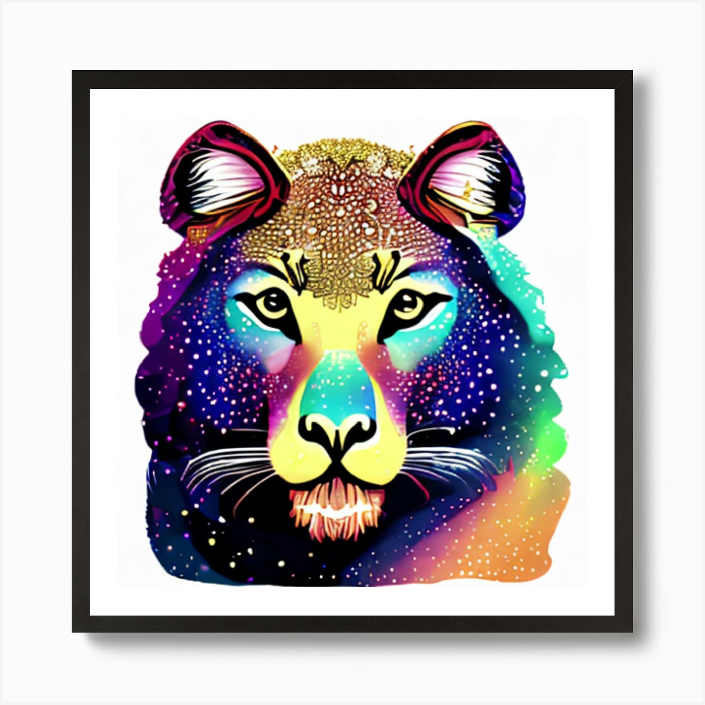 Lion in color Art Print Framed Wall Art Poster Canvas Print Picture