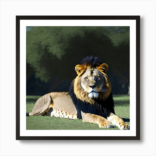 Lion In The Grass 4 Art Print Framed Wall Art Poster Canvas Print Picture