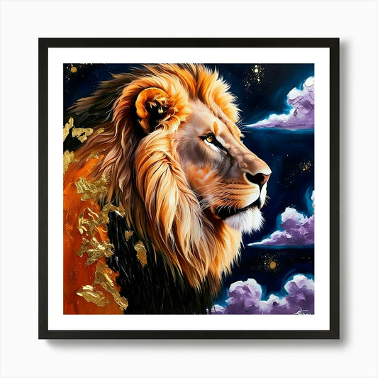 Lion Of The Night Art Print Framed Wall Art Poster Canvas Print Picture