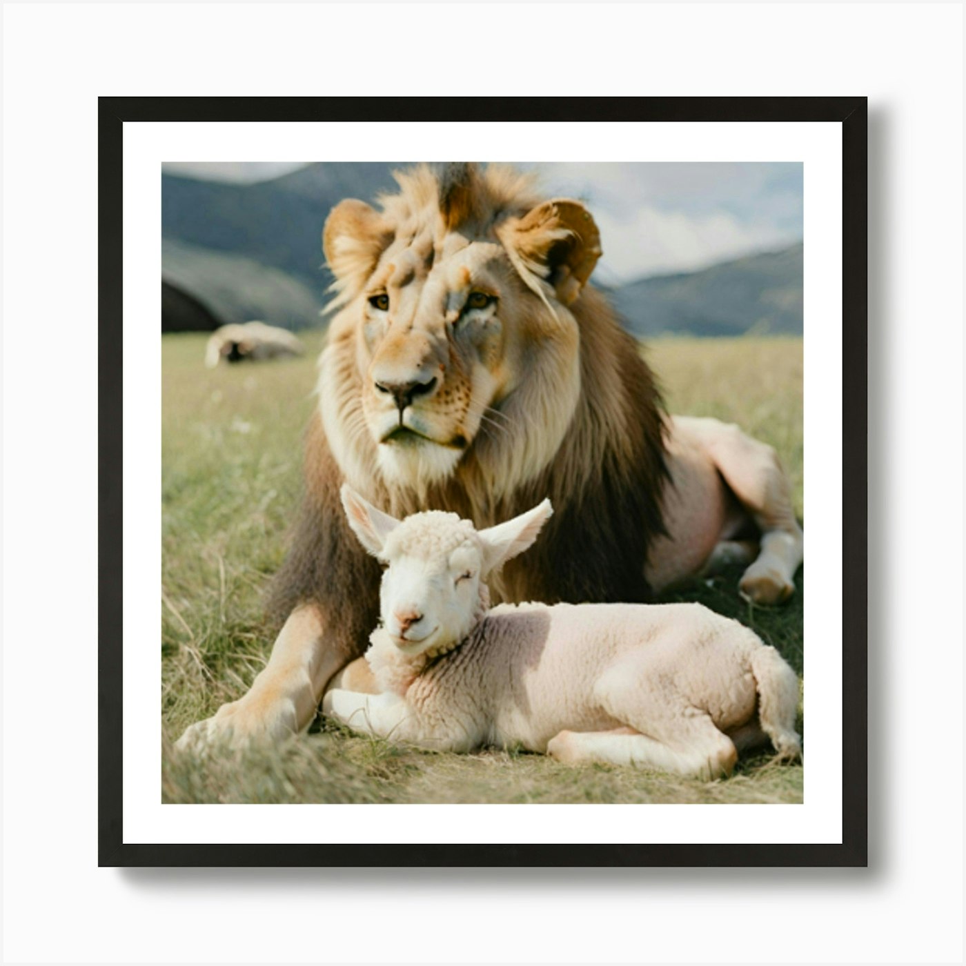 The Lion and The Lamb Art Print Framed Wall Art Poster Canvas Print Picture