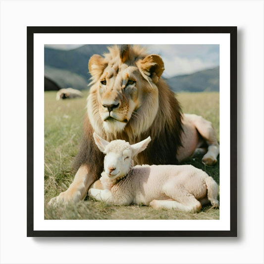 The Lion and The Lamb Art Print Framed Wall Art Poster Canvas Print Picture