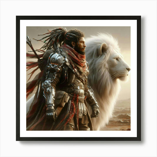 Wolf And Lion 2 Art Print Framed Wall Art Poster Canvas Print Picture
