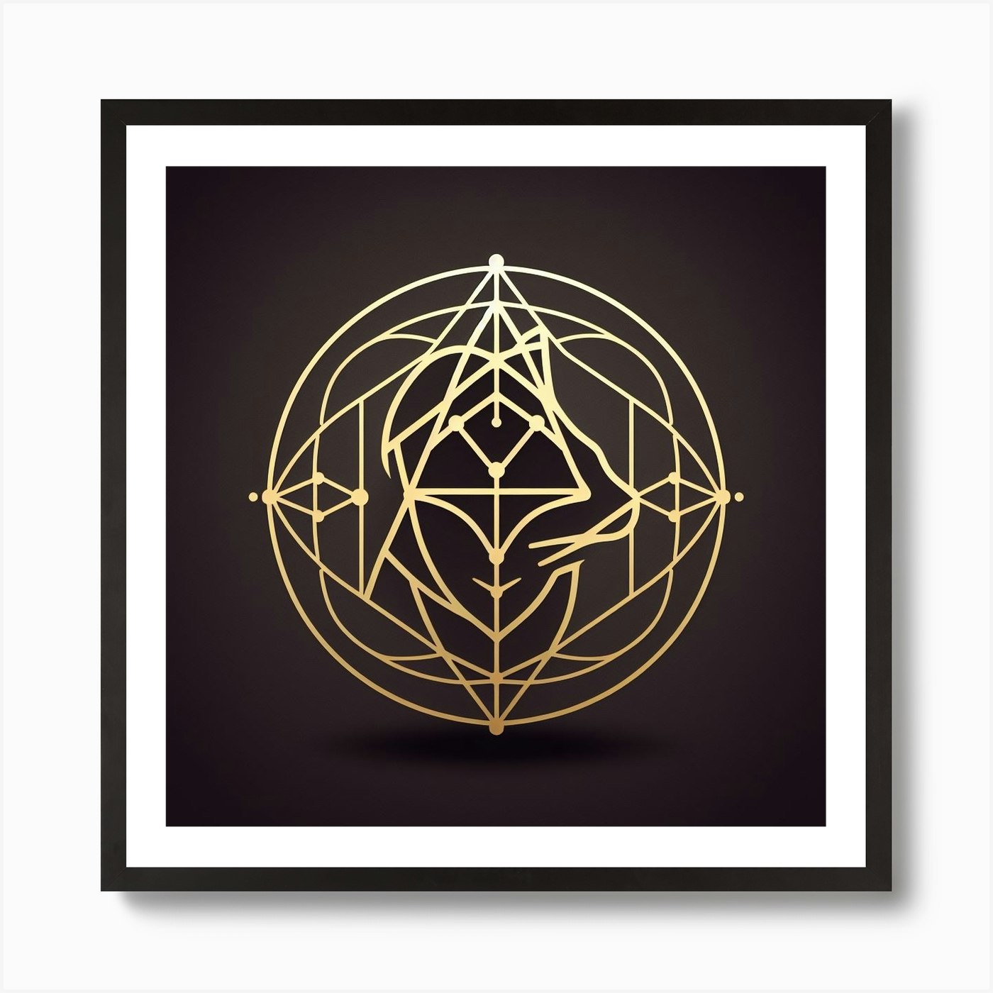 Golden Lion Logo Art Print Framed Wall Art Poster Canvas Print Picture
